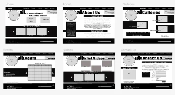 Low-fidelity wireframes