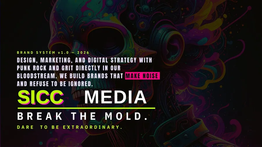 Sicc Media. Brand identity deck, cover.