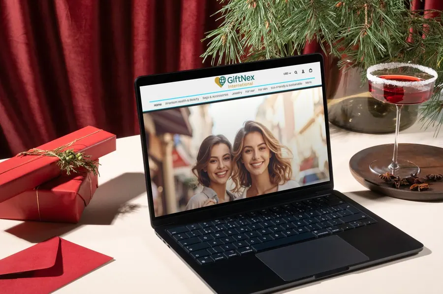 GiftNex. Storefront, laptop.