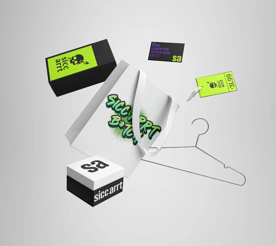 Sicc Arrt. Packaging and tags.