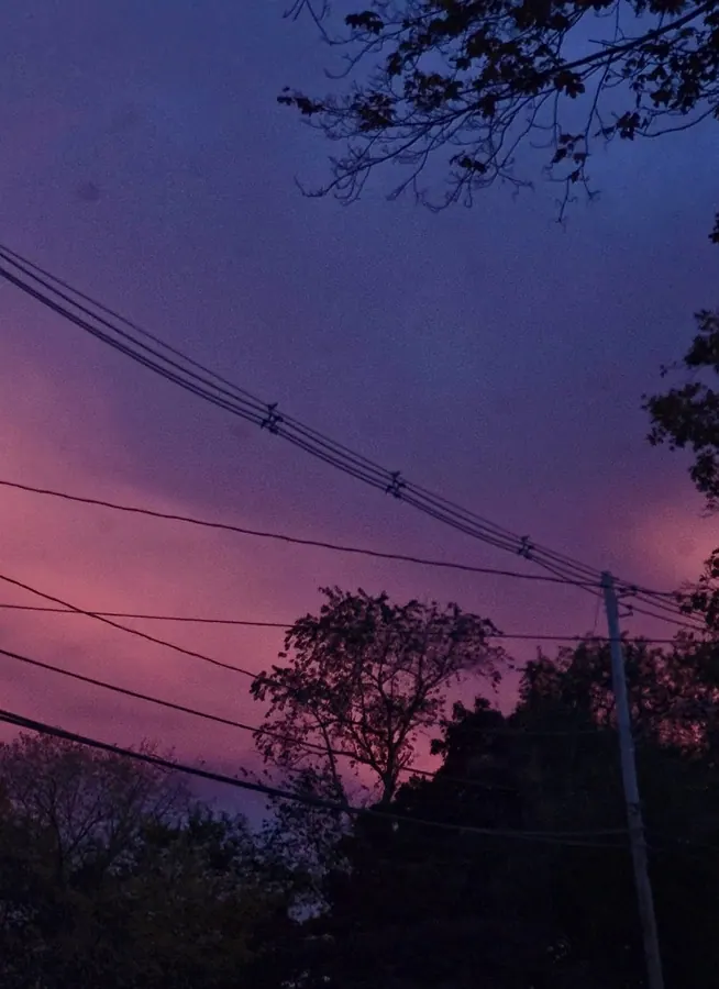 Sky. Overhead wires.