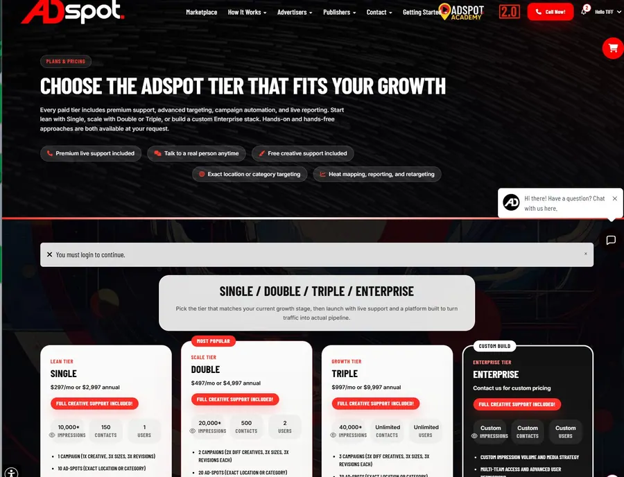 AdSpot. Live pricing intelligence.