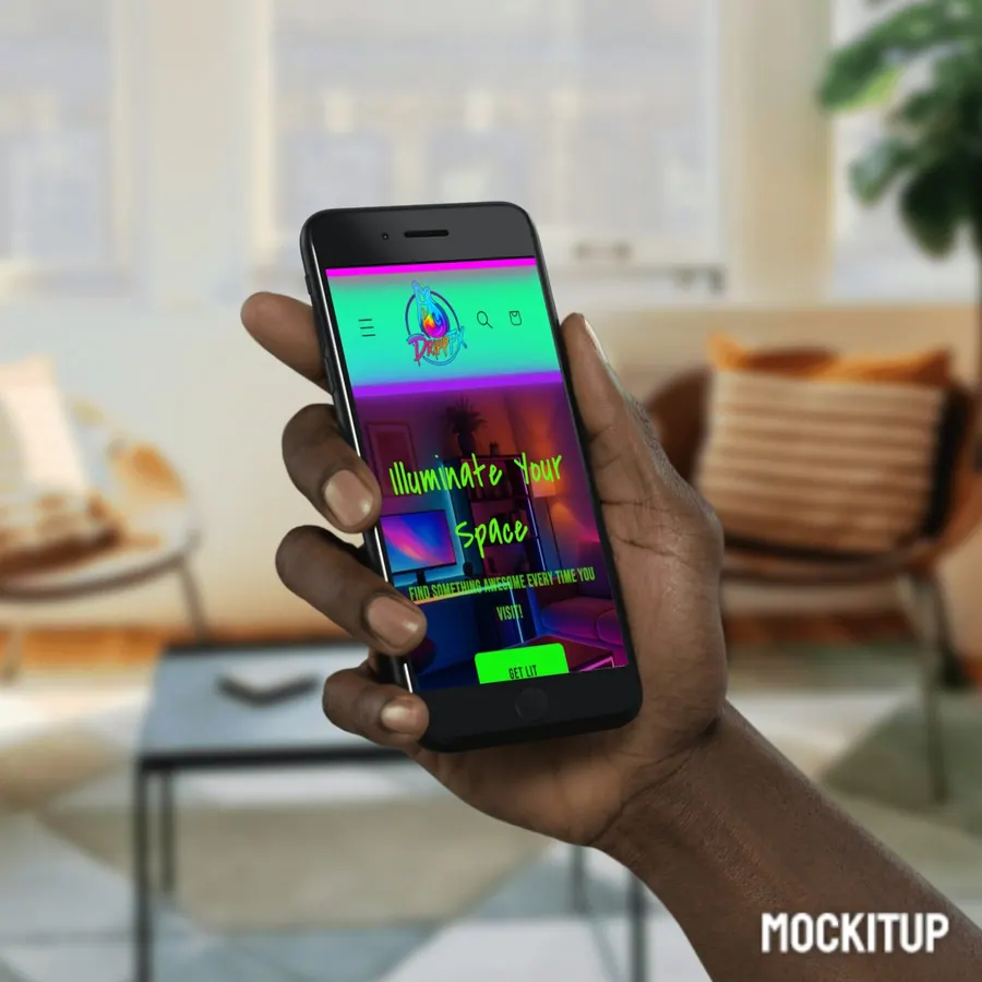 DrippFX. Mobile UI in hand.
